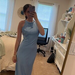 CYRUS BLUE MAXI BACKLESS DRESS WITH SLIT✨